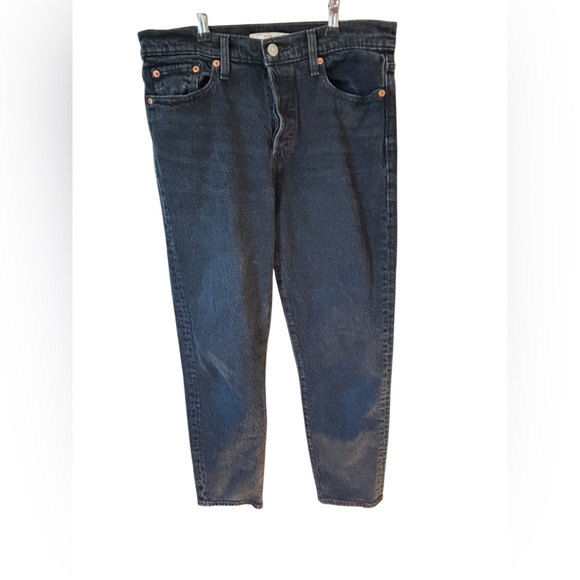 Levi’s Wedgie Straight Premium Jeans Dark Wash High Rise Denim Size 29 - Picture 2 of 12